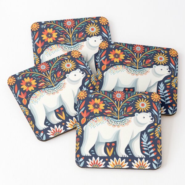 Item preview, Scandinavian Folk Art, Floral Polar Bear designed and sold by xiao xuans.