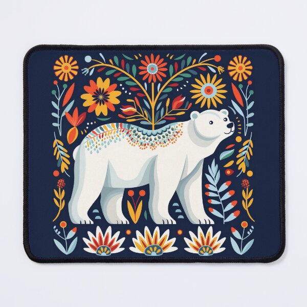 Item preview, Scandinavian Folk Art, Floral Polar Bear designed and sold by xiao xuans.