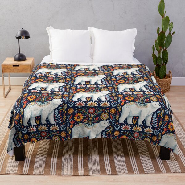 Item preview, Scandinavian Folk Art, Floral Polar Bear designed and sold by xiao xuans.