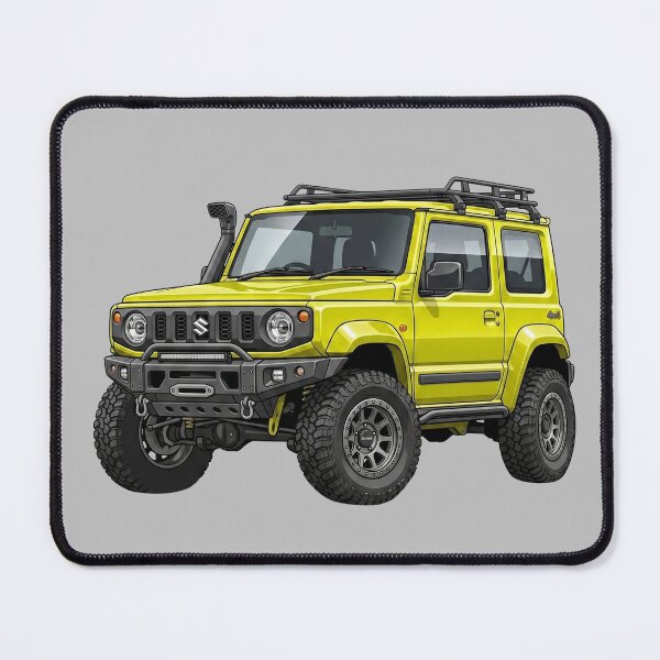 Aperçu de l'œuvre Illustration personnalisée d'un Suzuki Jimny JB74 jaune Overland 4x4 tout-terrain créée et vendue par Motorline44.