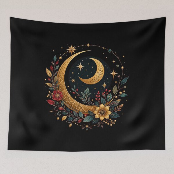 Item preview, Moon Floral, Crescent Moon, Celestial Boho designed and sold by Sprinkle12345.