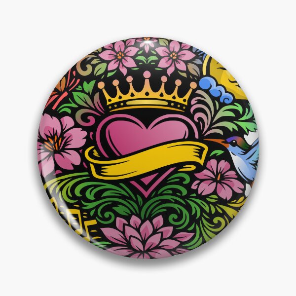 Item preview, Flower, heart, crown tattoo style motif designed and sold by Pommes im Bett.
