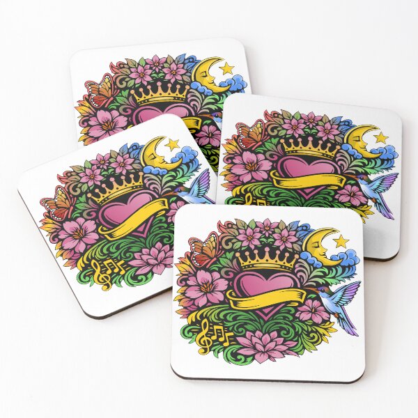 Item preview, Flower, heart, crown tattoo style motif designed and sold by Pommes im Bett.