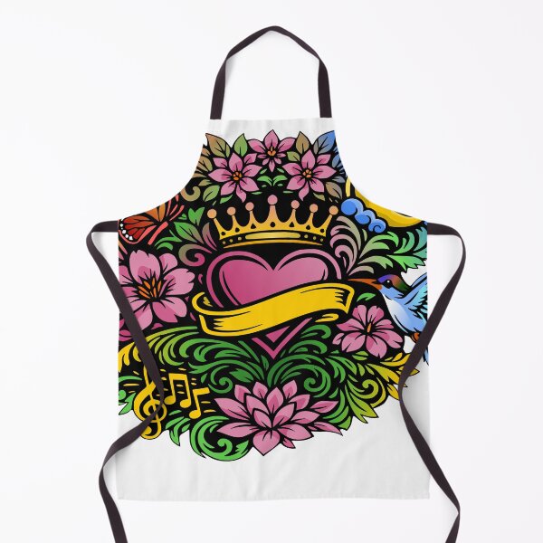 Artikelvorschau, Blumen Herz Krone Tattoo Style Motiv entworfen und verkauft von Pommes im Bett.