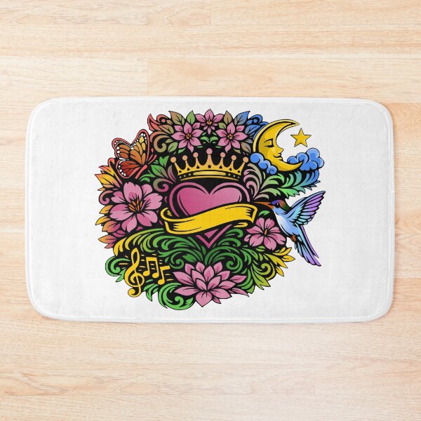 Item preview, Flower, heart, crown tattoo style motif designed and sold by Pommes im Bett.