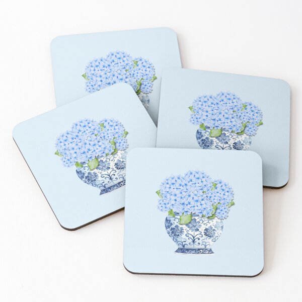 Item preview, Chinoiserie Nantucket Blue Hydrangeas Floral Vase designed and sold by Coastal Joy.