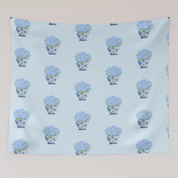 Item preview, Chinoiserie Nantucket Blue Hydrangeas Floral Vase designed and sold by Coastal Joy.