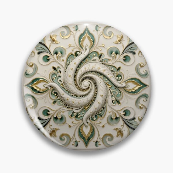 Item preview, Floral Green and Gold Swirl designed and sold by Vicky Brago-Mitchell®.