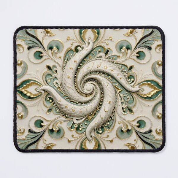 Aperçu de l'œuvre Tourbillon floral vert et or créée et vendue par Vicky Brago-Mitchell®.
