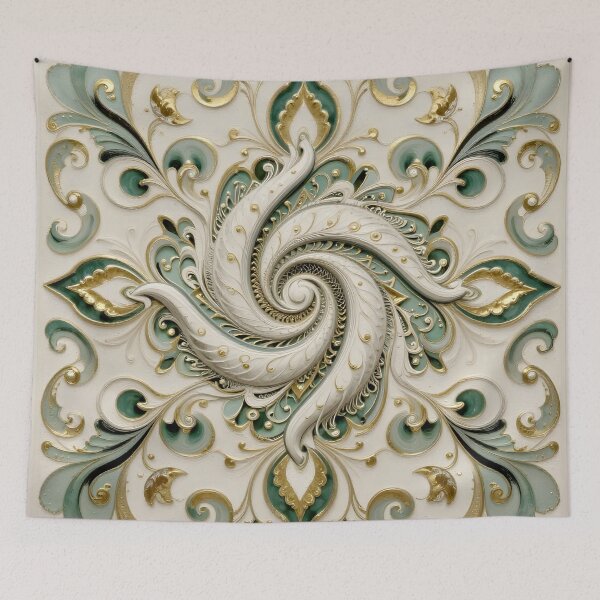 Item preview, Floral Green and Gold Swirl designed and sold by Vicky Brago-Mitchell®.