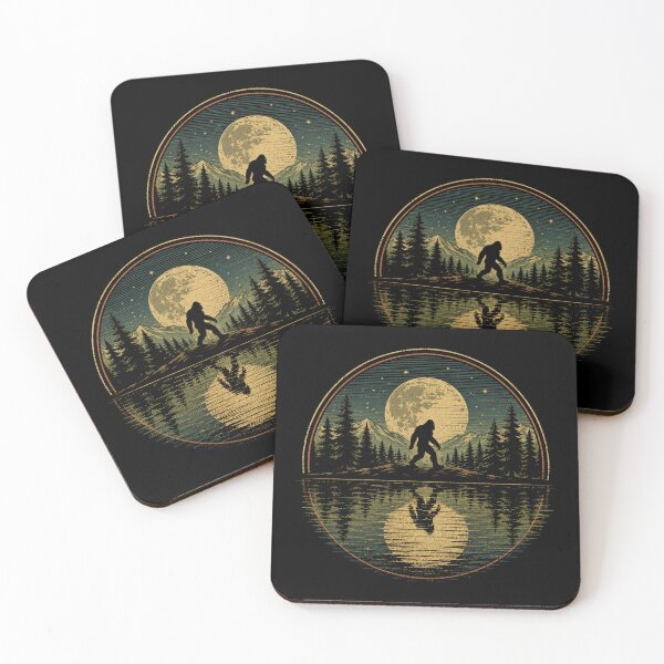 Item preview, Vintage Bigfoot Moonlit Forest Lake Retro Adventure designed and sold by Moizento.