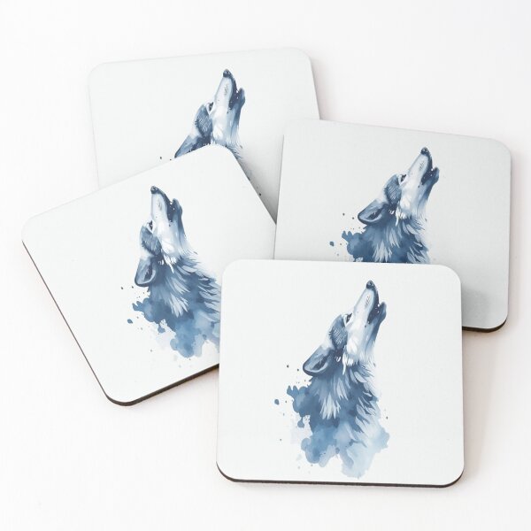 Item preview, Blue Watercolor Howling Wolf Ar designed and sold by ItzLacarth.