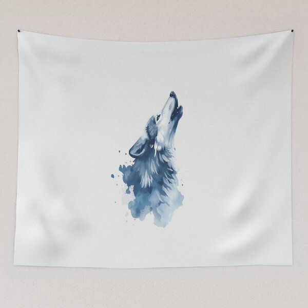 Item preview, Blue Watercolor Howling Wolf Ar designed and sold by ItzLacarth.