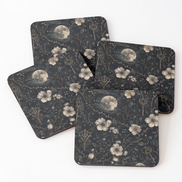 Item preview, Blackthorn & Moonlight – Gothic Antique Floral Pattern designed and sold by NocturnBotany.