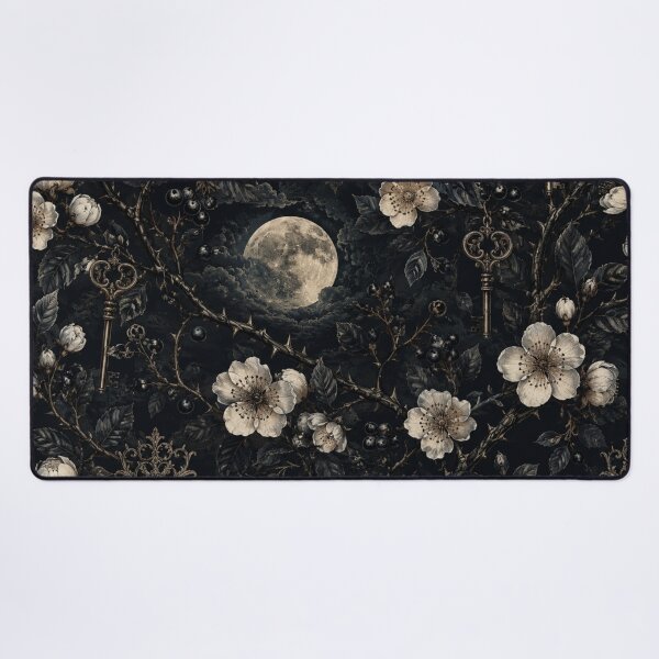 Item preview, Blackthorn & Moonlight – Gothic Antique Floral Pattern designed and sold by NocturnBotany.