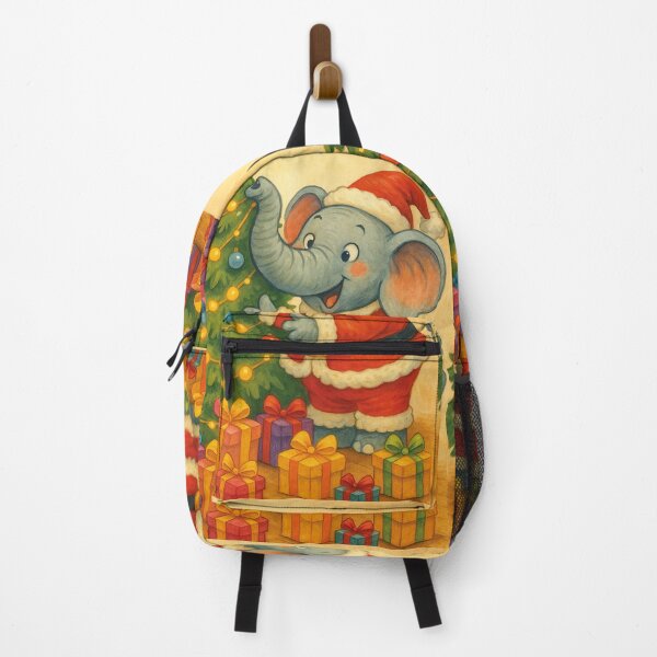 Item preview, A cute elephant dressed as Santa Claus decorates the Christmas tree. designed and sold by Mauswohn.