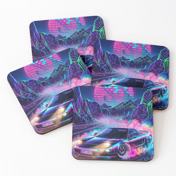 Item preview, Retro Synthwave Drifting V6 Tuner Car Sunset Scene designed and sold by RevUpDesign.