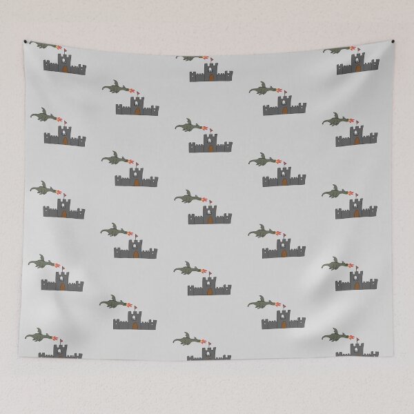 Item preview, Fire Breathing Dragon Flying Over Medieval Castle designed and sold by keluno.