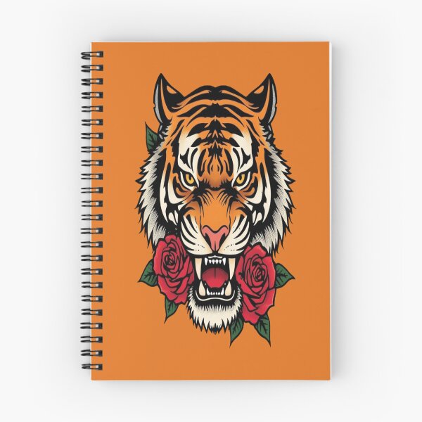 Item preview, Traditional Tattoo Tiger Head with Red Roses designed and sold by ItzLacarth.