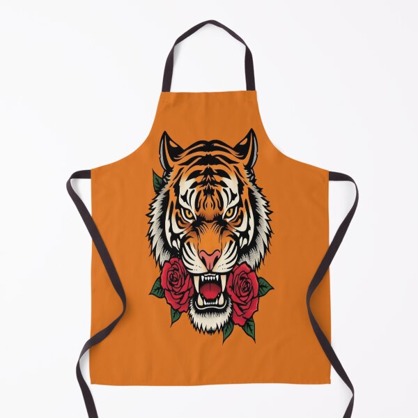 Item preview, Traditional Tattoo Tiger Head with Red Roses designed and sold by ItzLacarth.