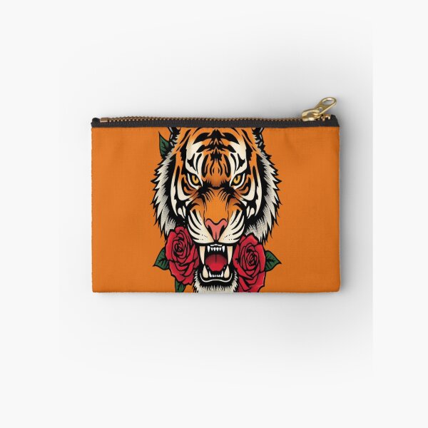 Item preview, Traditional Tattoo Tiger Head with Red Roses designed and sold by ItzLacarth.