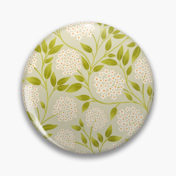Item preview, Hydrangea Blossom Pattern in Sage and Cream | Trailing Botanical Print designed and sold by MizzleInk.