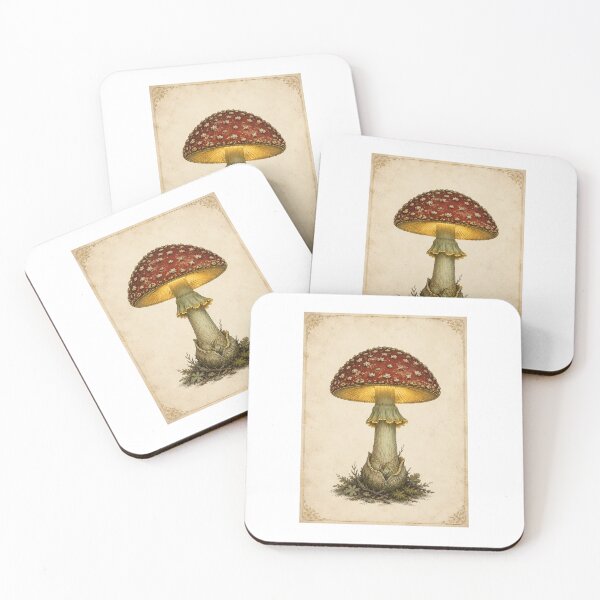 Item preview, Glowing Fly Agaric Toadstool Print — Luminous Vintage Amanita Mushroom Art for a Mushroomcore Collector designed and sold by Brackenlume Studio.