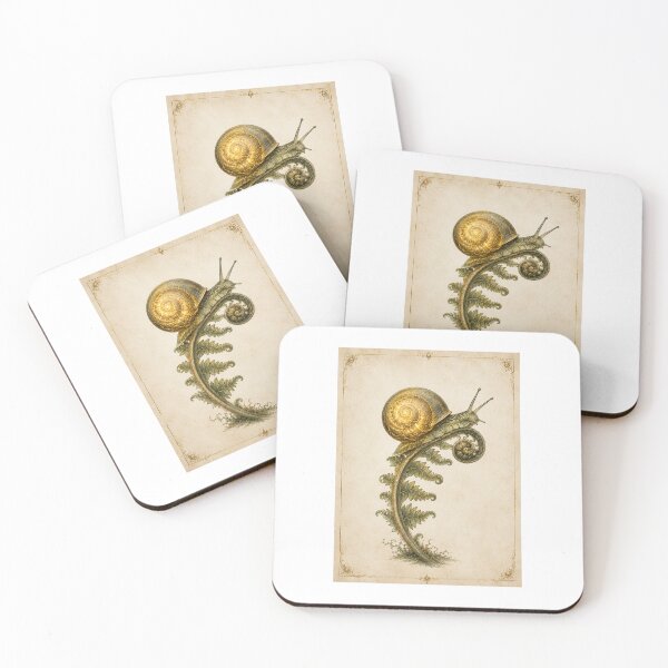 Item preview, Luminous Garden Snail on a Fern Frond Print — Whimsical Vintage Botanical Goblincore Wall Art designed and sold by Brackenlume Studio.