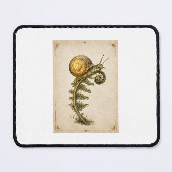 Item preview, Luminous Garden Snail on a Fern Frond Print — Whimsical Vintage Botanical Goblincore Wall Art designed and sold by Brackenlume Studio.