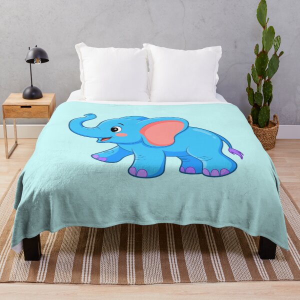 Item preview, Cute Cartoon Baby Elephant Happy Blue Safari Animal designed and sold by SolutionsArt.