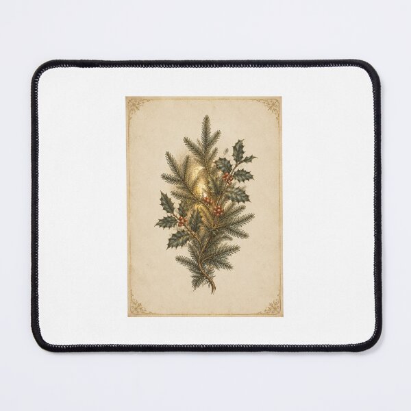 Item preview, Moonlit Winter Solstice Fir and Holly Print — Luminous Vintage Yule Altar Art for a Pagan designed and sold by Brackenlume Studio.