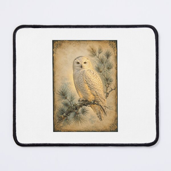 Item preview, Glowing Snowy Owl Winter Woodland Print — Luminous Vintage Botanical Art for a Cosy Cabin Homebody designed and sold by Brackenlume Studio.