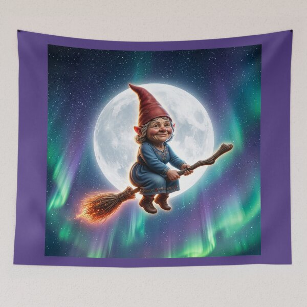 Item preview, Gnomess Flies Her Broom Under a Full Moon designed and sold by Tridentulus.