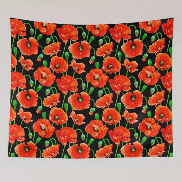 Item preview, Red Poppies on Black designed and sold by Makanahele.