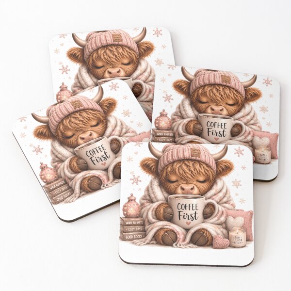 Item preview, Cozy Highland Cow - Coffee First Winter Aesthetic designed and sold by anamul43.