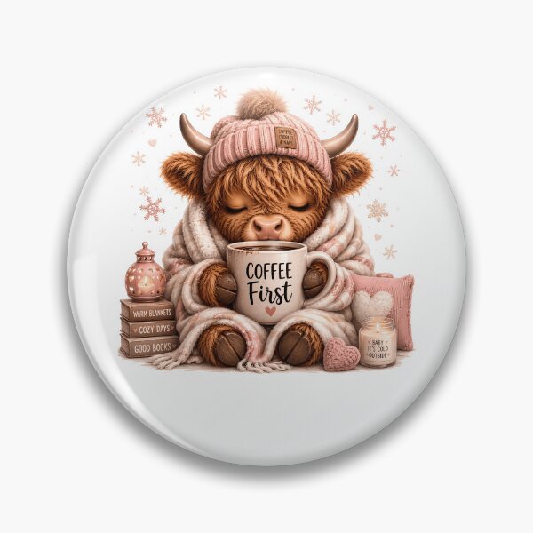 Item preview, Cozy Highland Cow - Coffee First Winter Aesthetic designed and sold by anamul43.