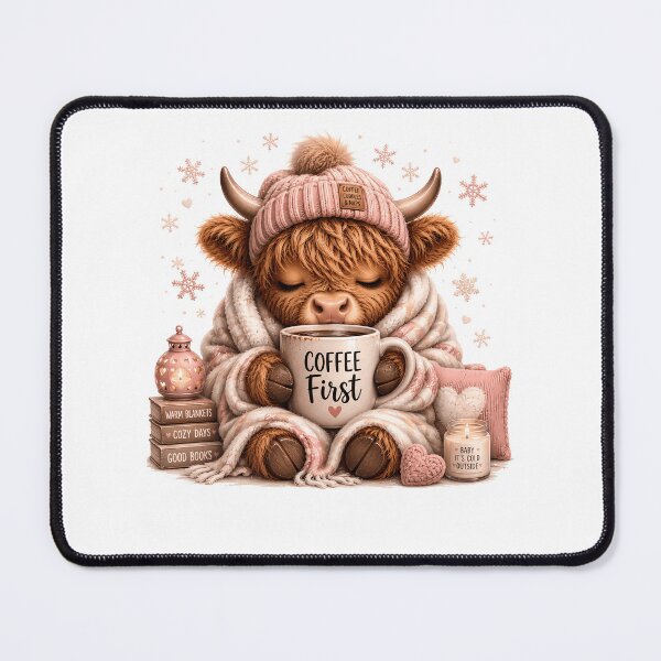 Item preview, Cozy Highland Cow - Coffee First Winter Aesthetic designed and sold by anamul43.