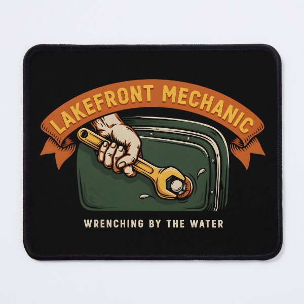 Item preview, Lakefront Mechanic Wrenching By The Water Vintage Badge designed and sold by Enea Kelo.