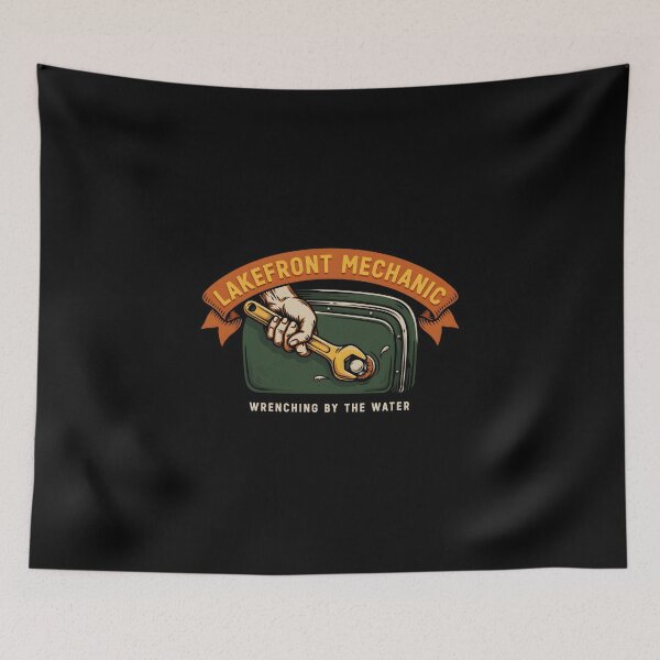 Item preview, Lakefront Mechanic Wrenching By The Water Vintage Badge designed and sold by Enea Kelo.