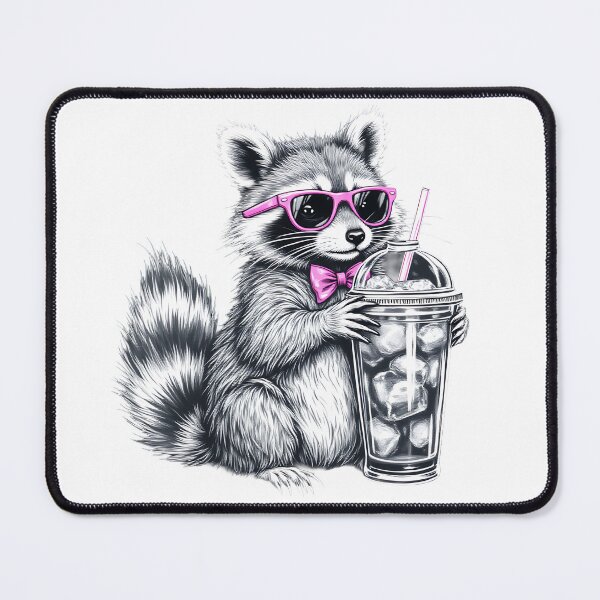 Item preview, Cute Raccoon Design, Iced Coffee Funny Animal, Pink Sunglasses Raccoon. designed and sold by WonderWaresGifts.