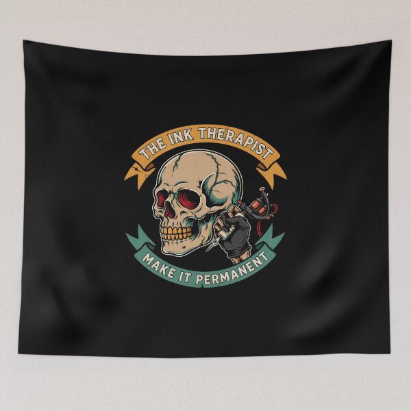 Item preview, The Ink Therapist Tattoo Artist Skull Vintage Banner designed and sold by Enea Kelo.