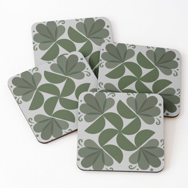 Item preview, Mid Century Modern Emerald Green Floral Geometric Pattern designed and sold by ​Jyoti Digital Artist.