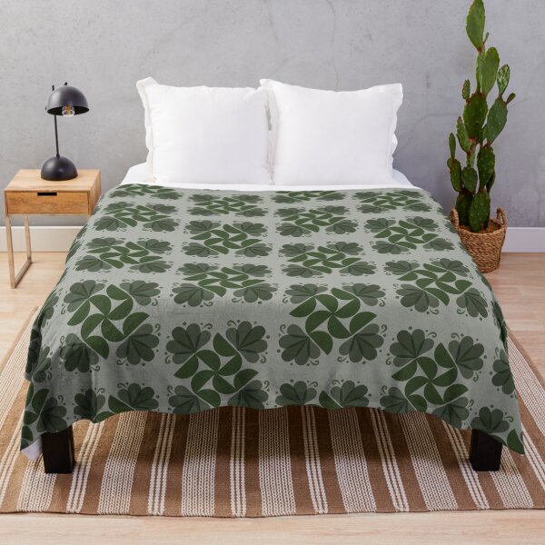 Item preview, Mid Century Modern Emerald Green Floral Geometric Pattern designed and sold by Jyoti-Quotes.