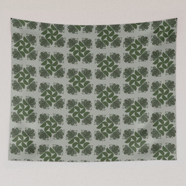Item preview, Mid Century Modern Emerald Green Floral Geometric Pattern designed and sold by Jyoti-Quotes.