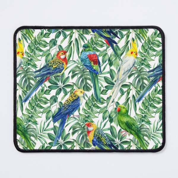 Item preview, Tropical Parrots and Green Foliage Pattern designed and sold by behappyandrelax.
