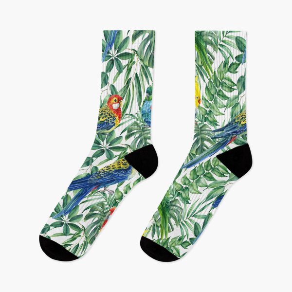 Item preview, Tropical Parrots and Green Foliage Pattern designed and sold by behappyandrelax.