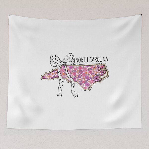 Item preview, Cute North Carolina Floral Map Graphic Coquette Bow Design designed and sold by Paper Drip.