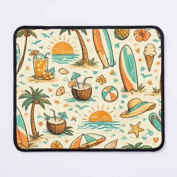 Item preview, Seamless Summer Tropical Pattern | Retro Beach Repeat Design | Vintage Coastal Digital Paper | Surf & Palm Tree Pattern designed and sold by CallisC-Arts.