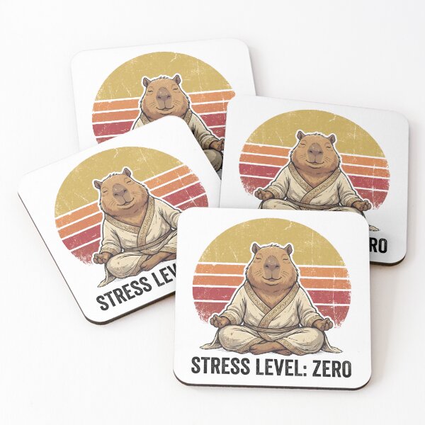 Item preview, Zen Capybara Meditating Retro Sunset Stress Level Zero Mental Health designed and sold by WorldShop17.