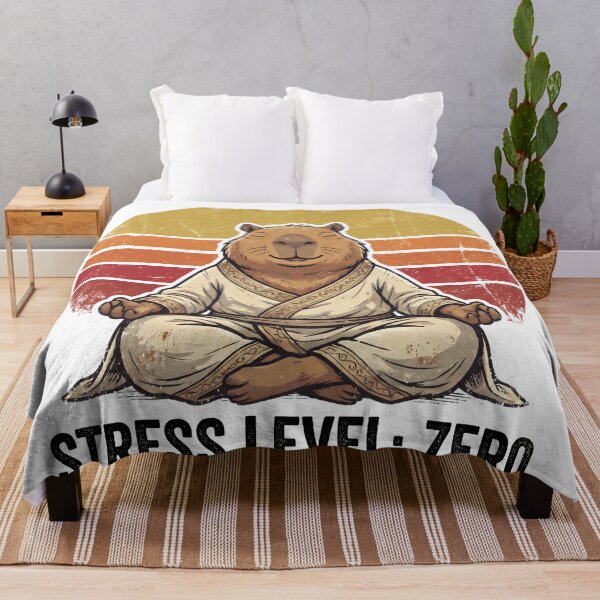 Item preview, Zen Capybara Meditating Retro Sunset Stress Level Zero Mental Health designed and sold by WorldShop17.